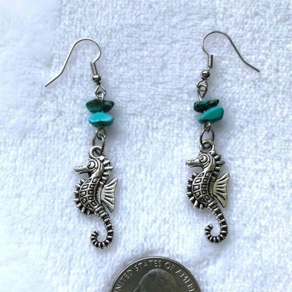 Seahorse Beach Turquoise Ocean Earrings NWT